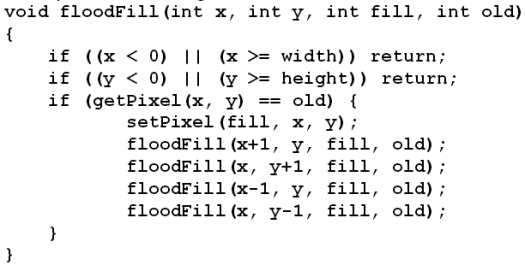 A simple recursive flood fill implementation